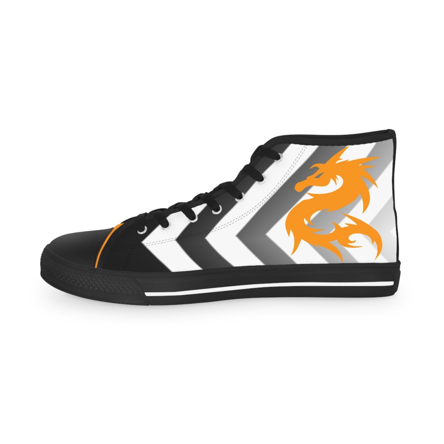 Golden Dragon on Black and white Men's High Top Sneakers