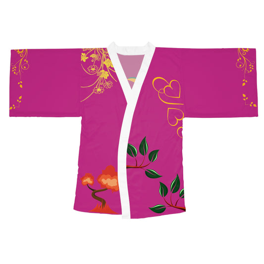 Heated Pink Long Sleeve Kimono Robe