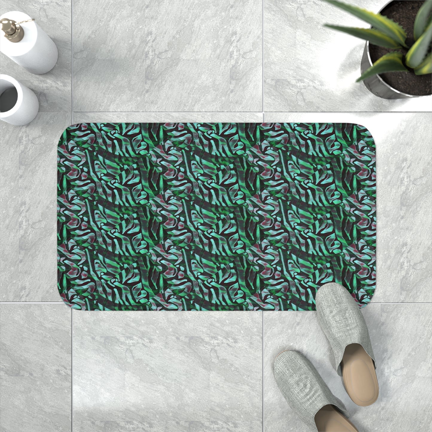 Mint Black Memory Foam Bath Mat