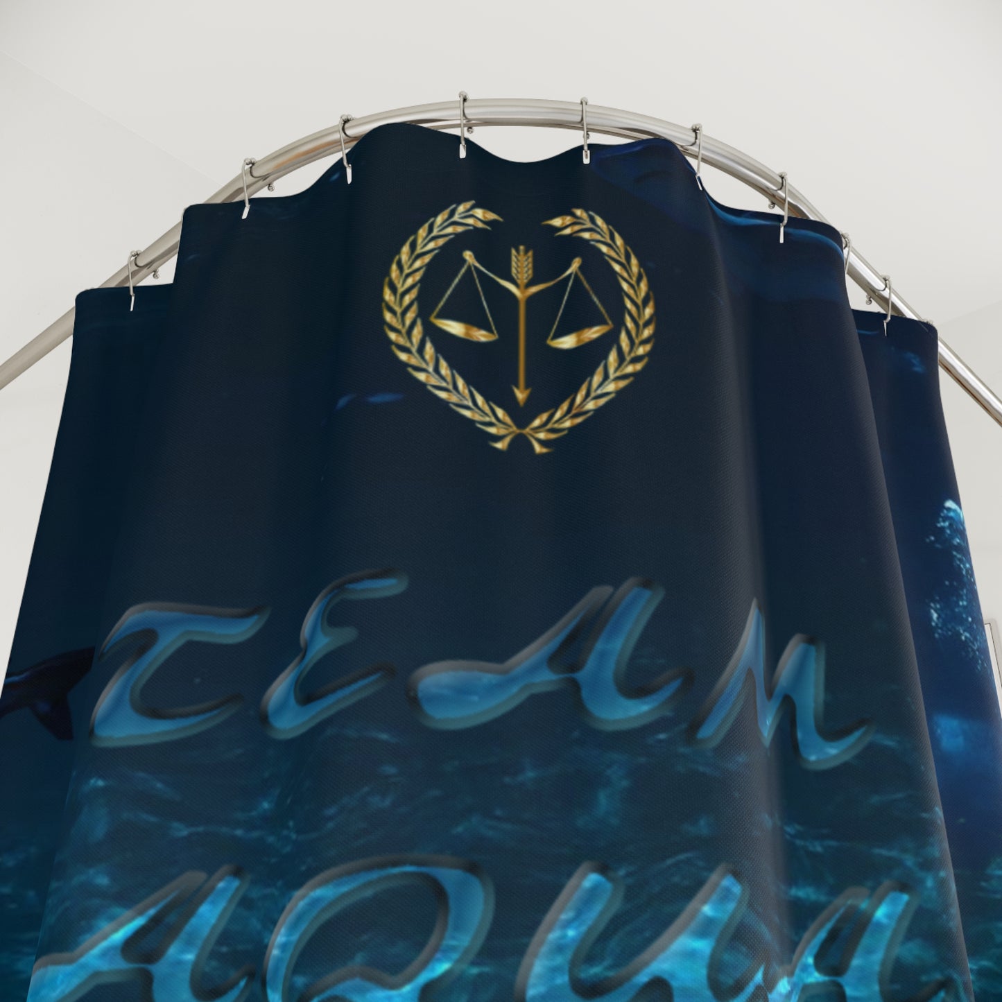 Team Aqua Polyester Shower Curtain