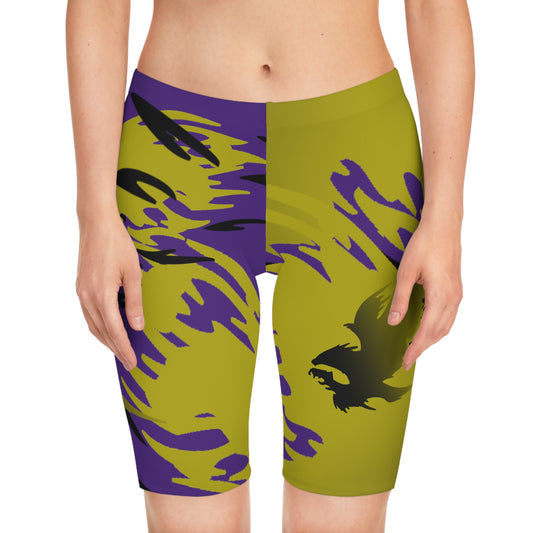 Golden Black Raptor Women's Bike Shorts (AOP)