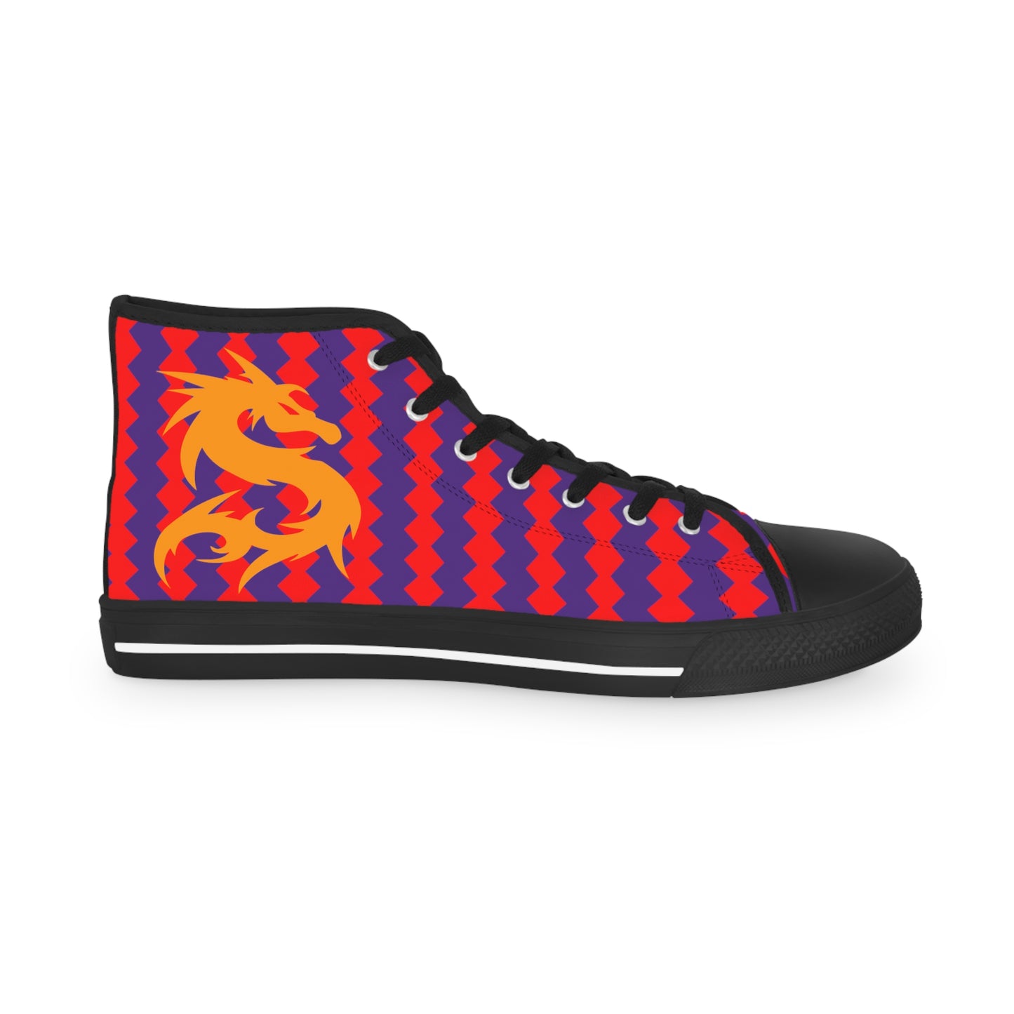 Golden Dragon on Purple and Red Men's High Top Sneakers