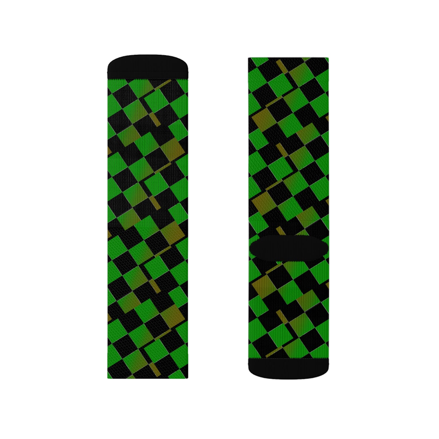 Checker Brd Green & Gold     Sublimation Socks