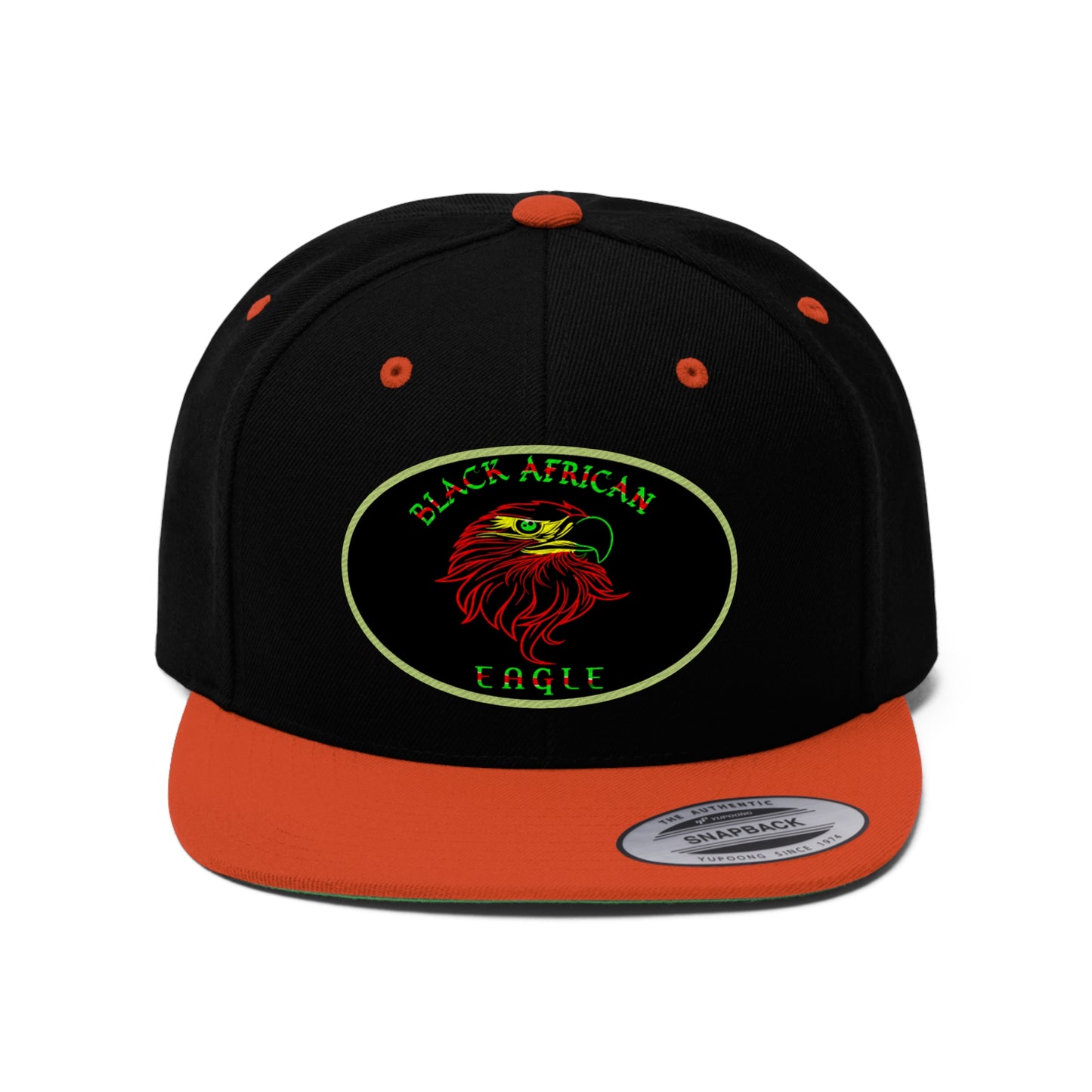 Black African Eagle (EMBROIDERED)  Unisex Flat Bill Hat