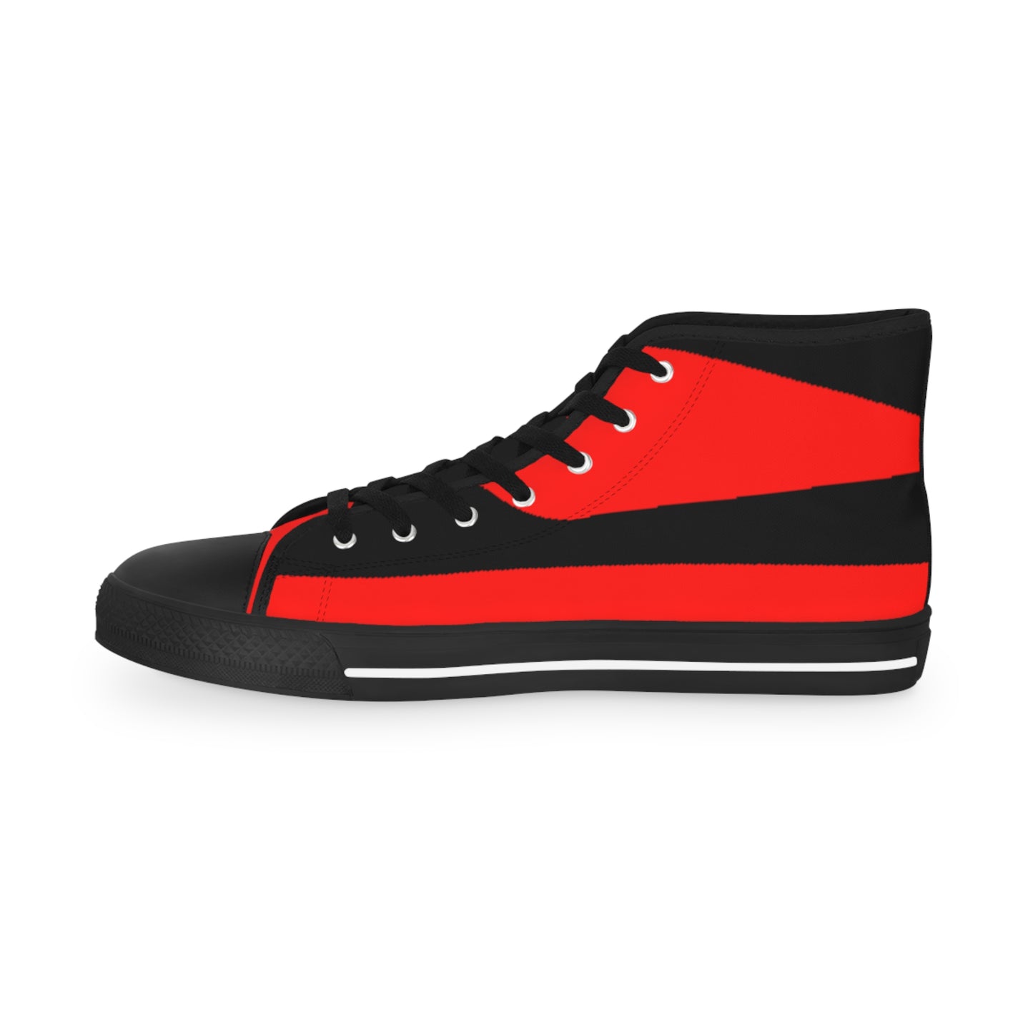 Black on Red Men's High Top Sneakers