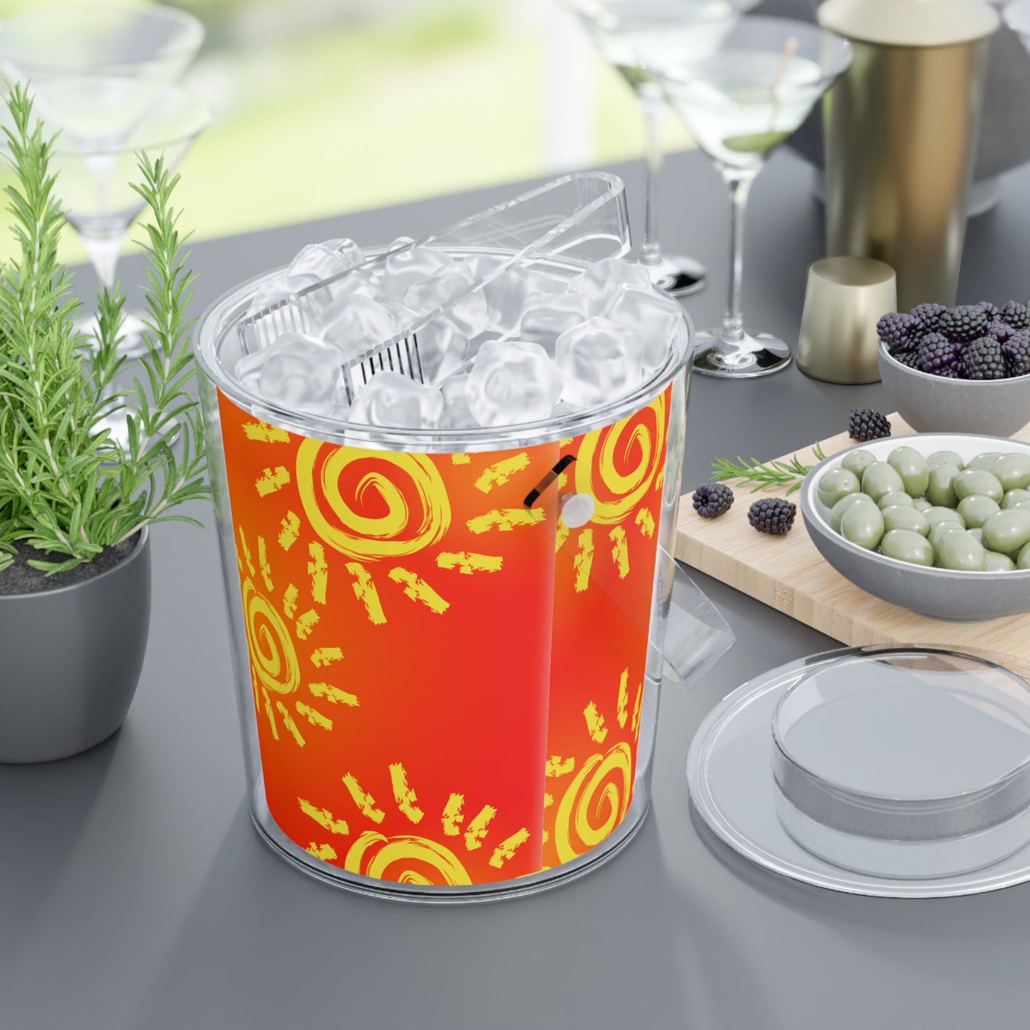 Sun Shine Ice Bucket with Tongs