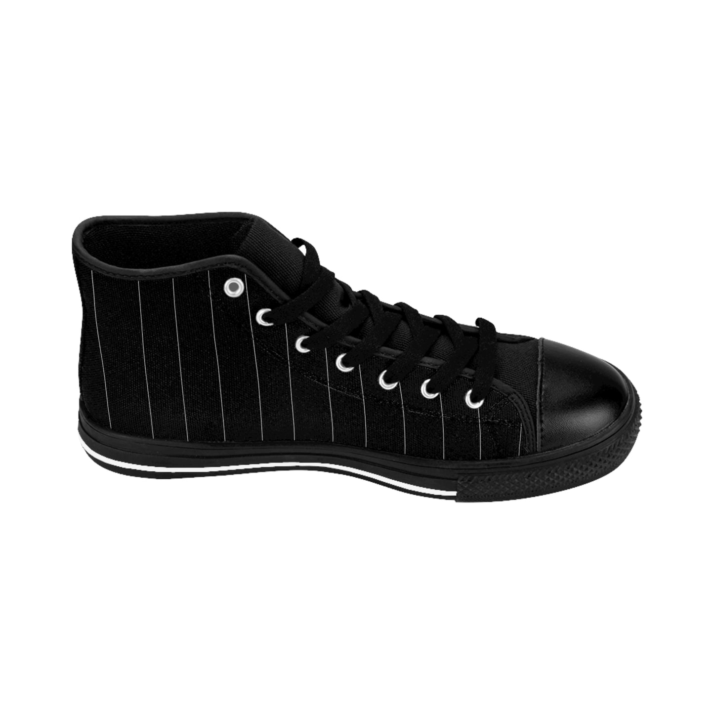 Black Pinstriped Women's Classic Sneakers