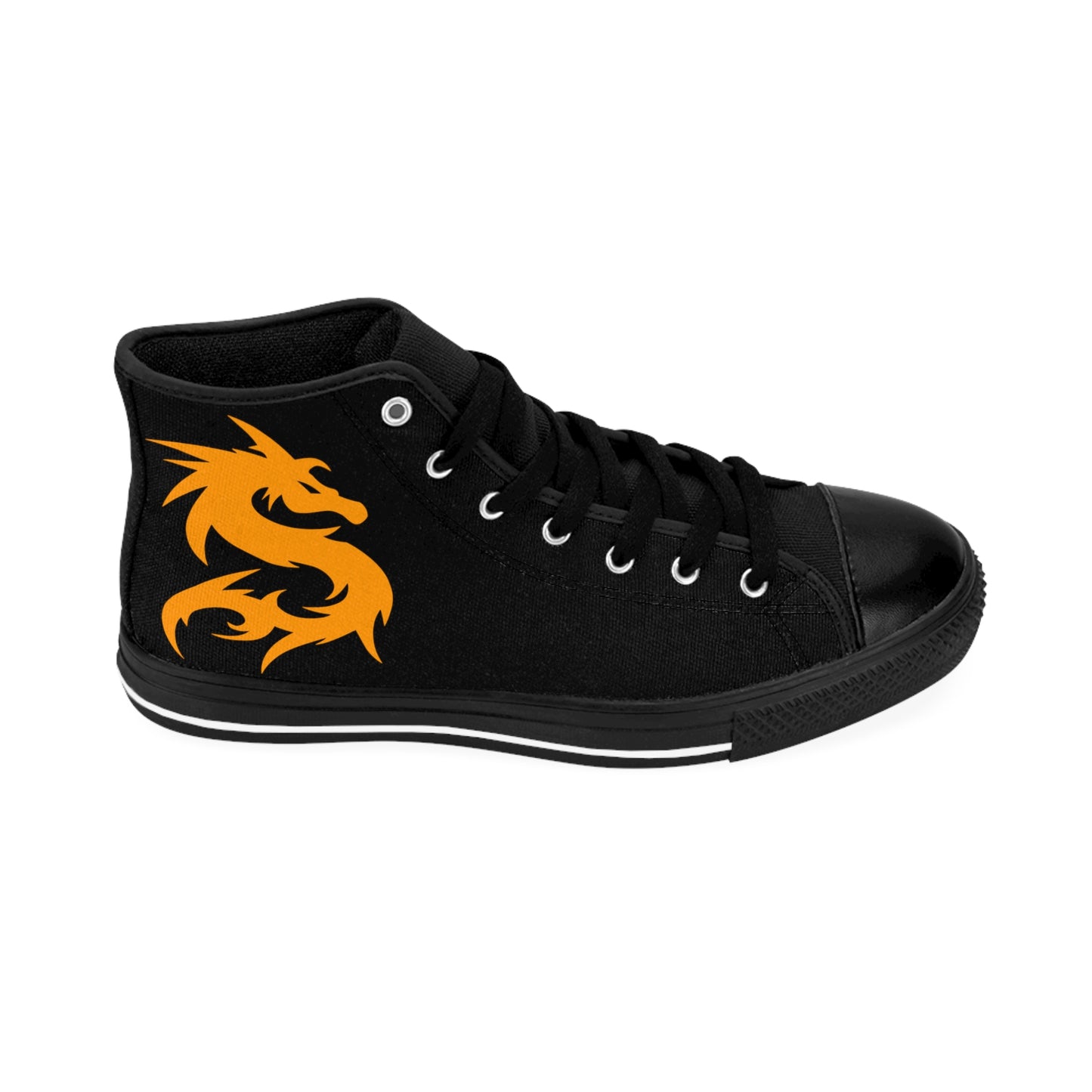 Golden Dragon On Black Women's Classic Sneakers