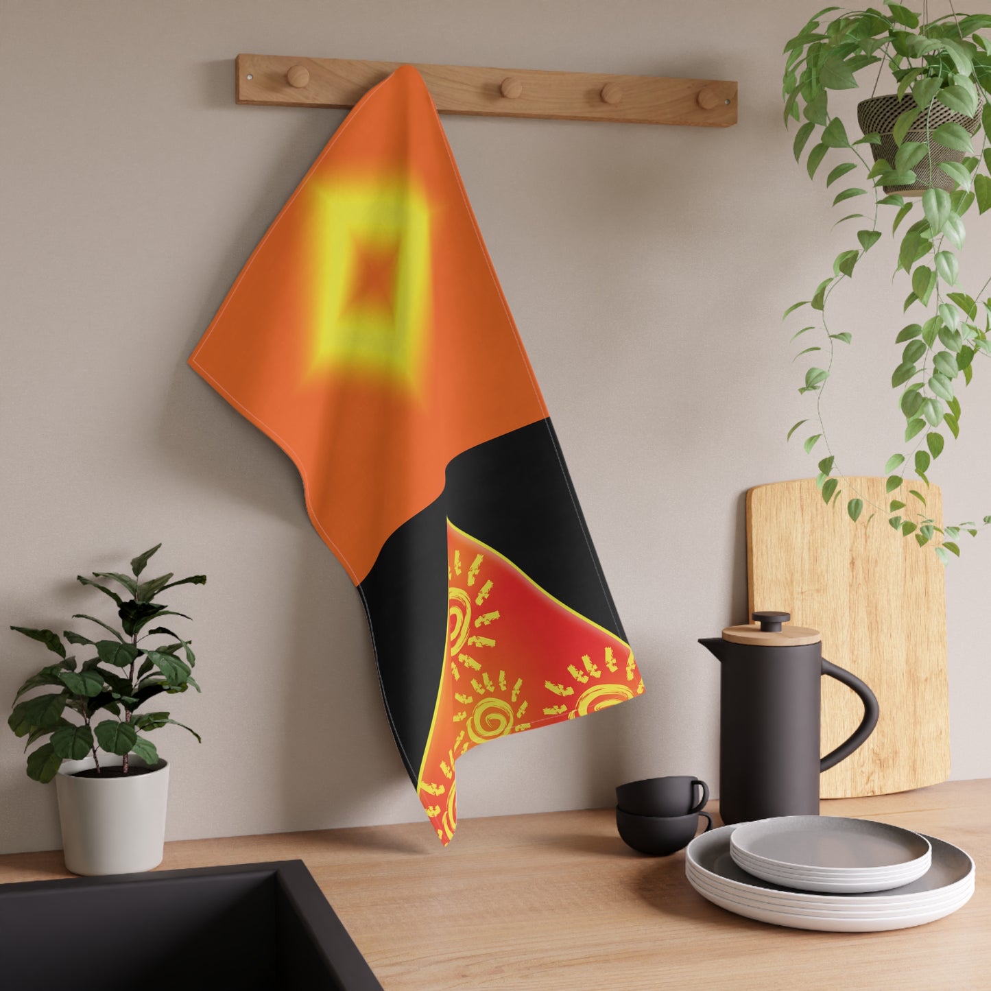 Sun Shine Kitchen Towel (Black)