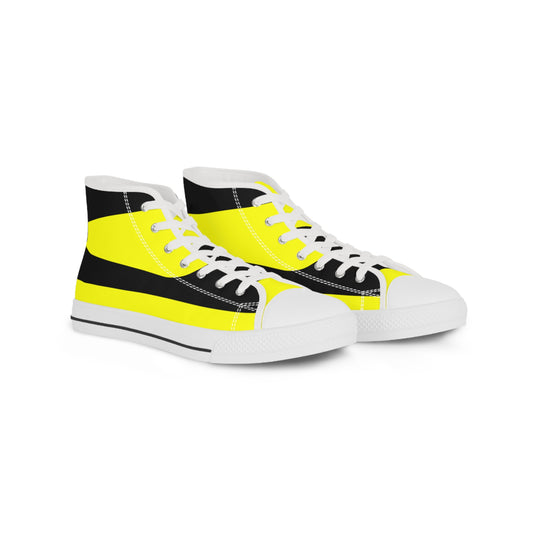 Yellow On Black Men's High Top Sneakers