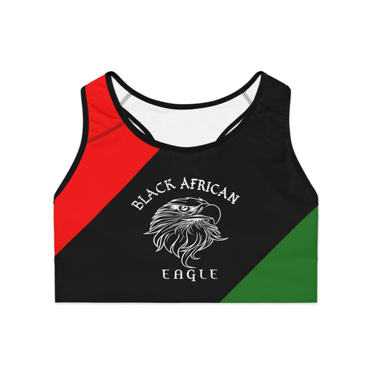 Black African Eagle Sports Bra (AOP)