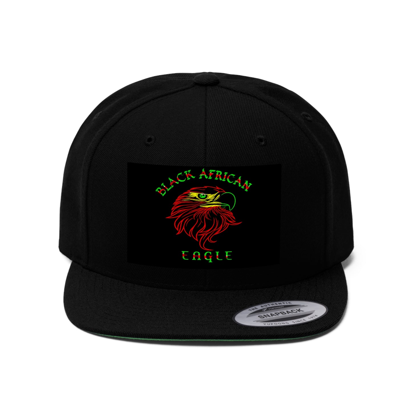 Black African Eagle     (EMBROIDERED)  Unisex Flat Bill Hat