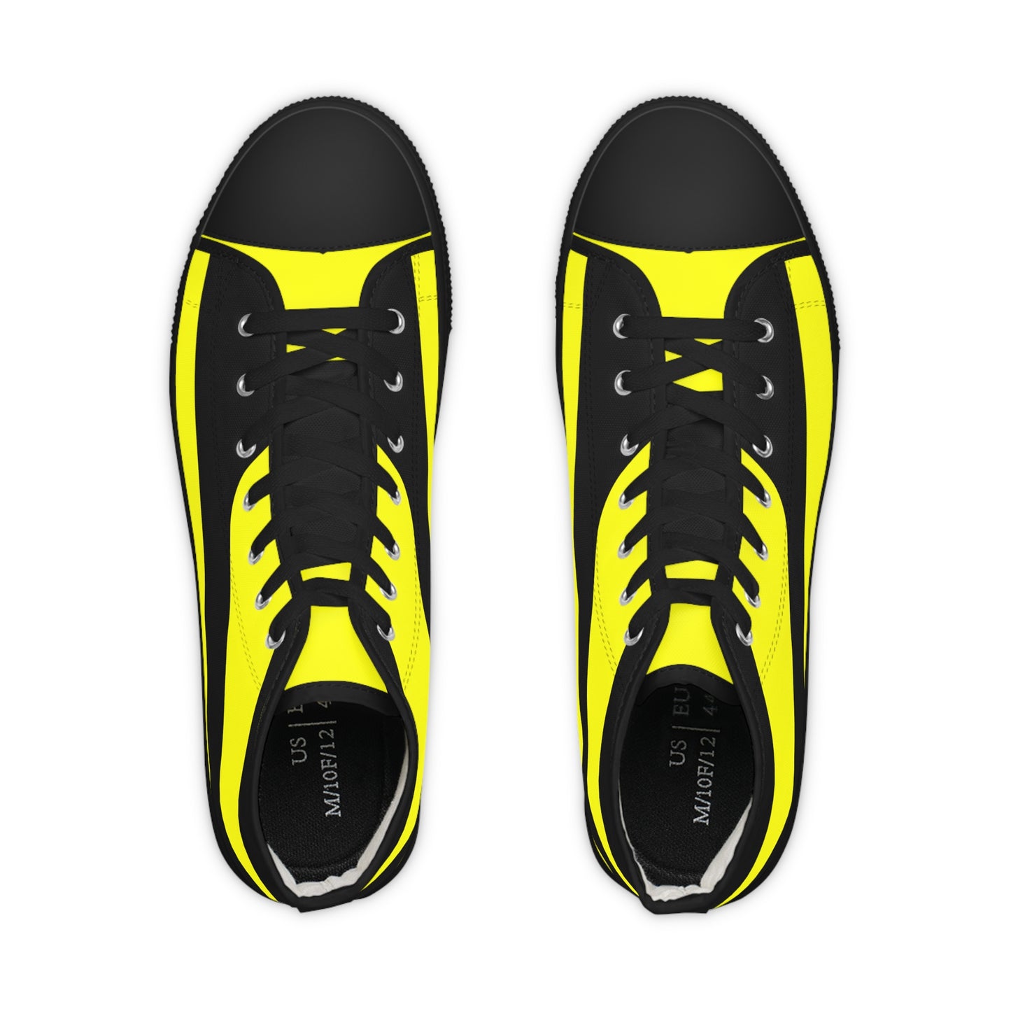 Yellow On Black Men's High Top Sneakers