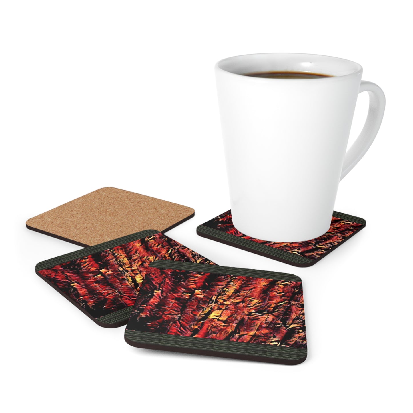 Red Wood Corkwood Coaster Set