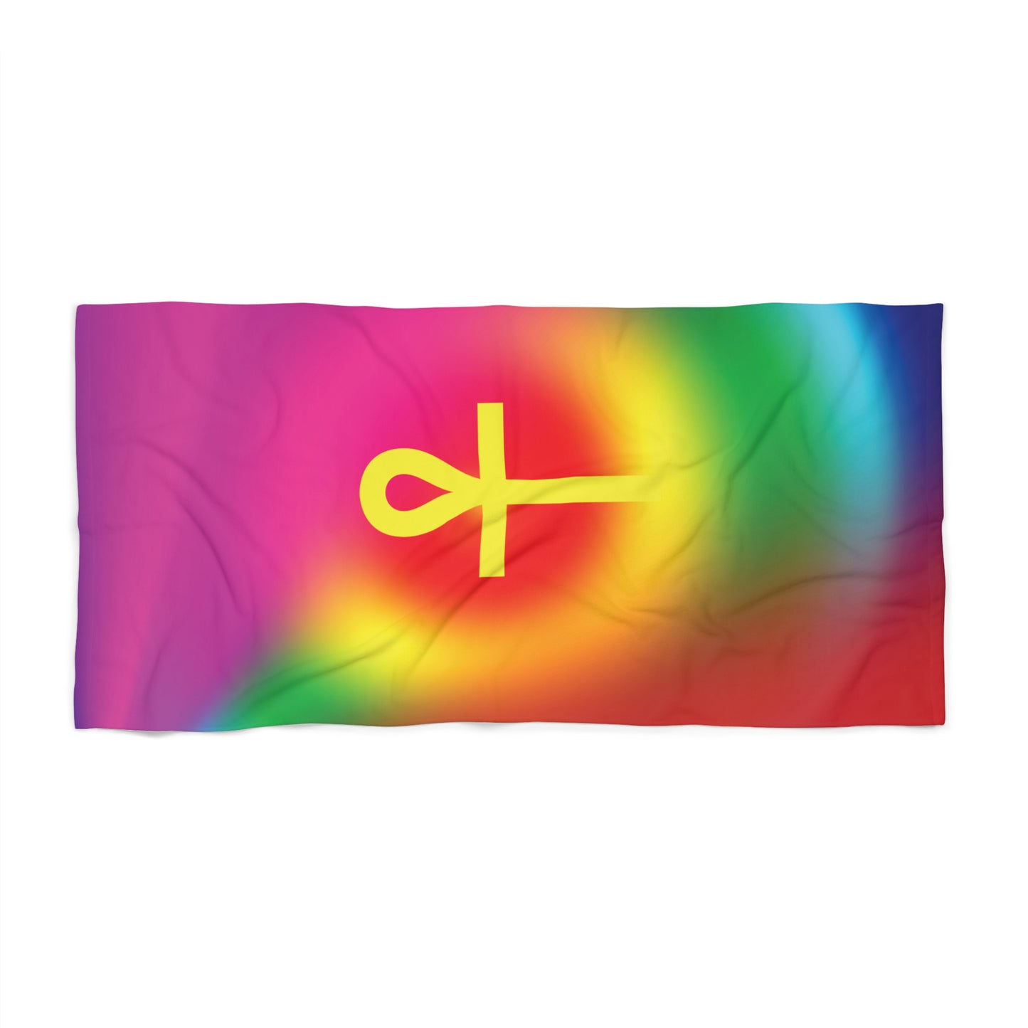 Gold Ankh in Rainbow Beach Towel