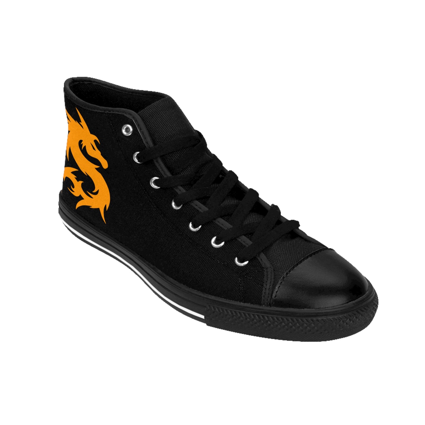 Golden Dragon On Black Women's Classic Sneakers