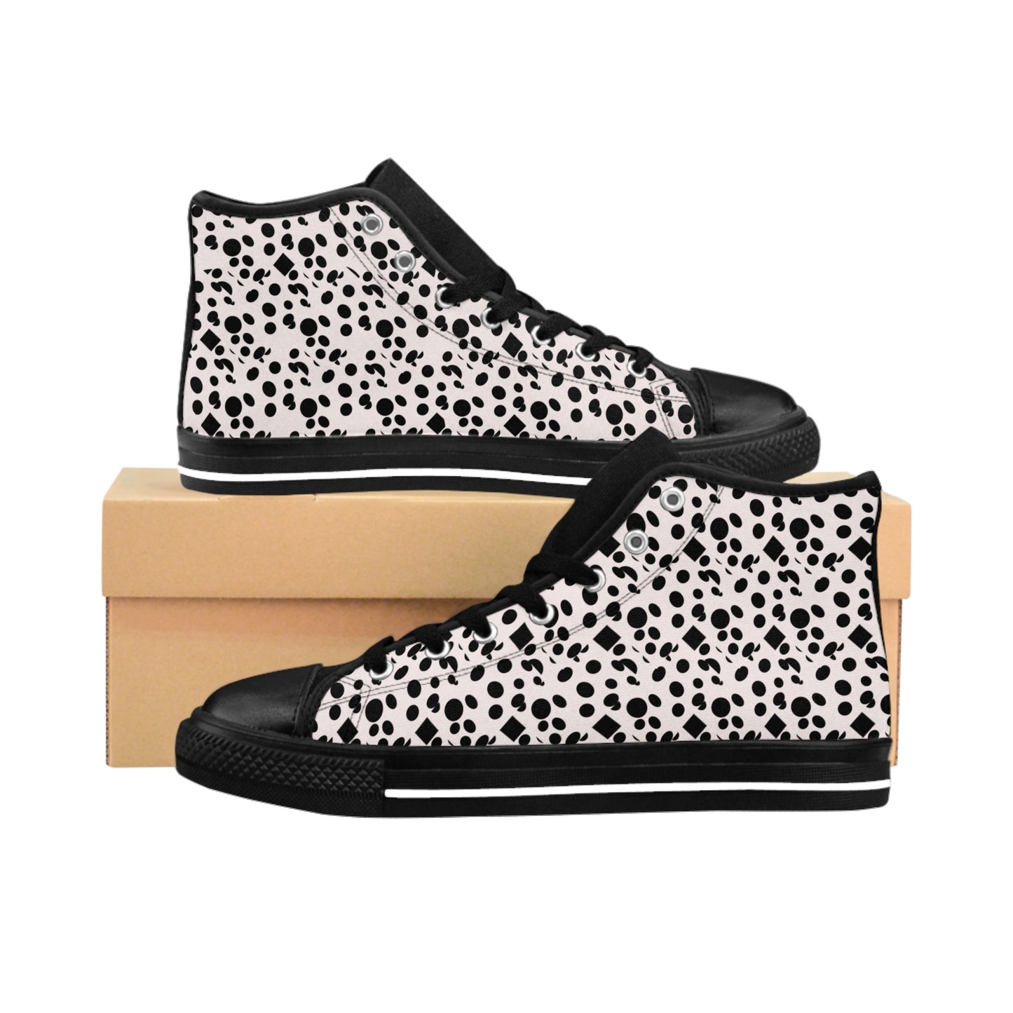 Small Black Dots on white Women's Classic Sneakers