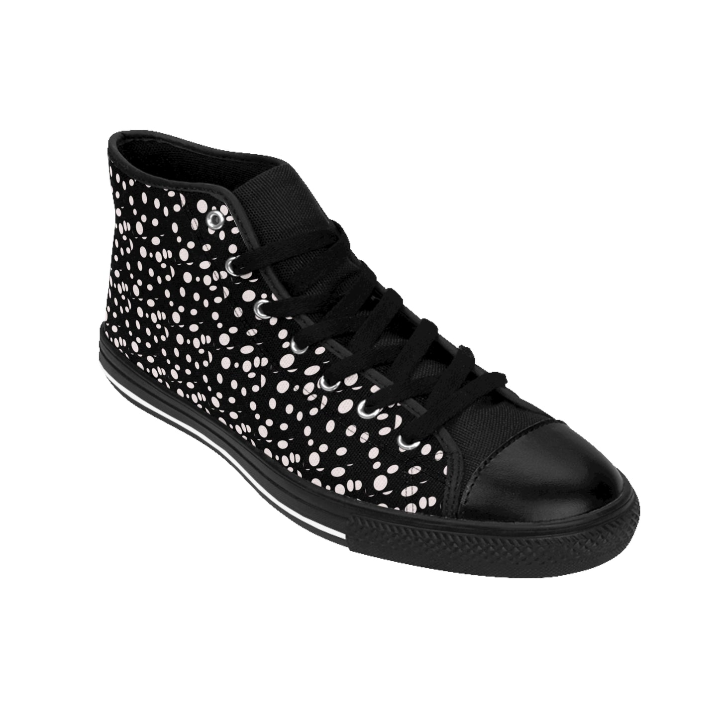 Small White Dots on Black Women's Classic Sneakers