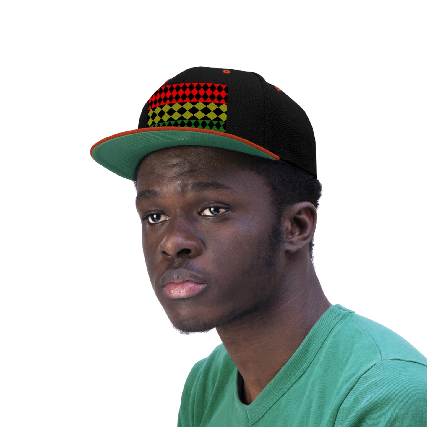 Pan African Flag (Optical) (EMBROIDERED)  Unisex Flat Bill Hat