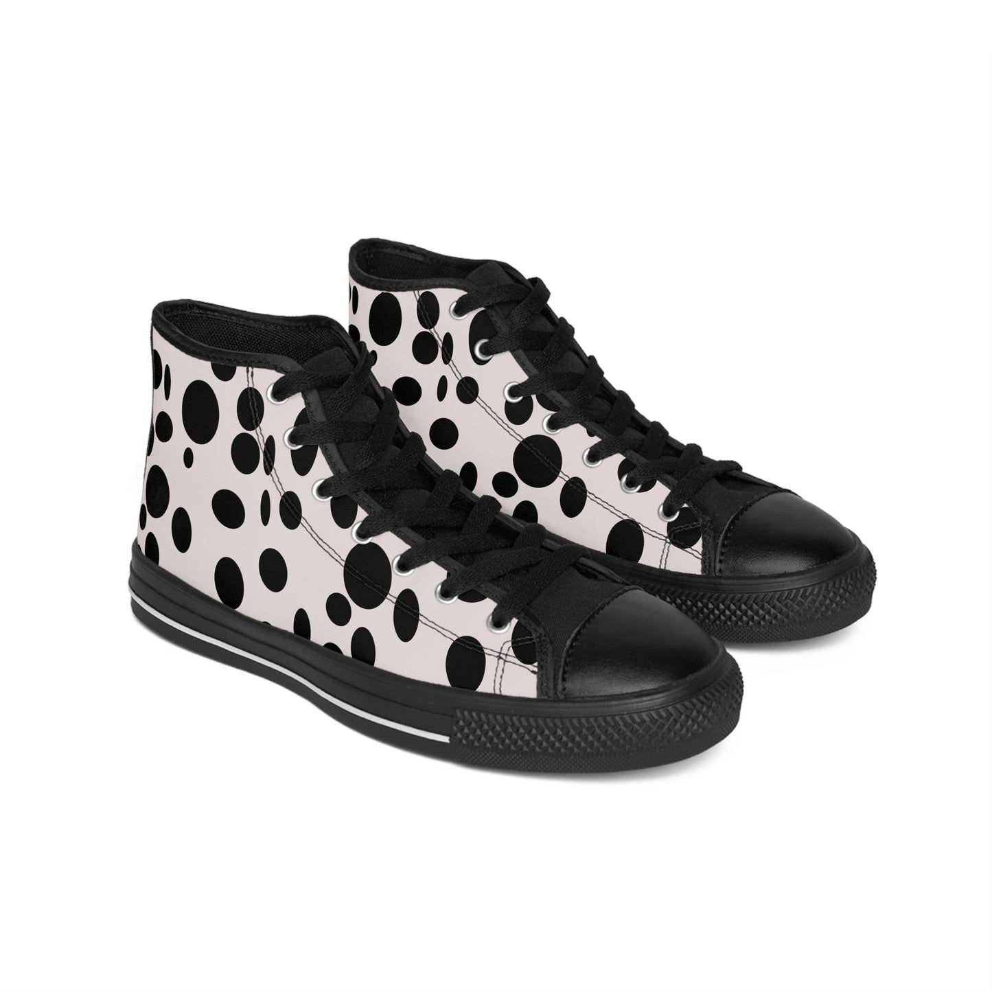 Black Dots on white Women's Classic Sneakers