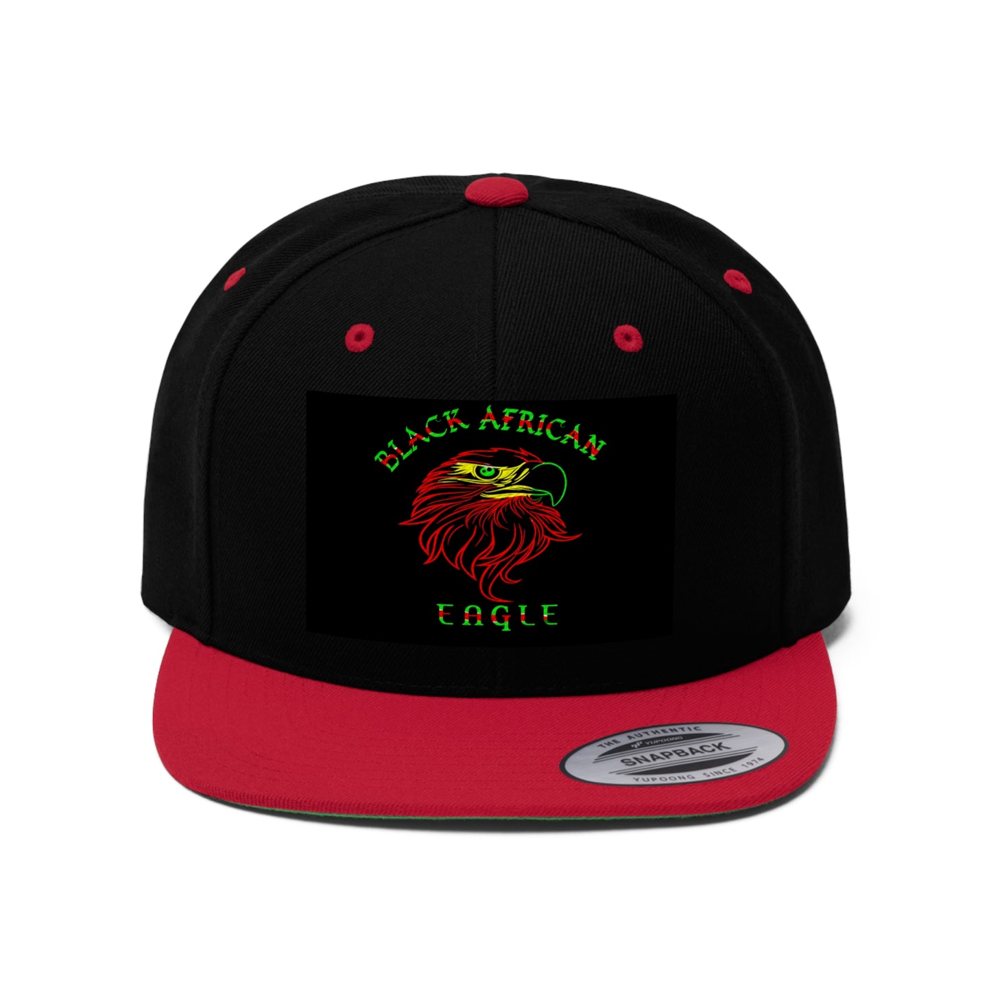 Black African Eagle     (EMBROIDERED)  Unisex Flat Bill Hat