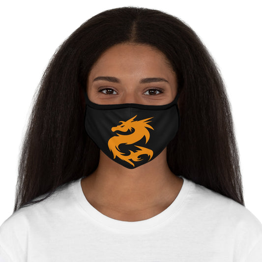 Gold Dragon On Black Fitted Polyester Face Mask