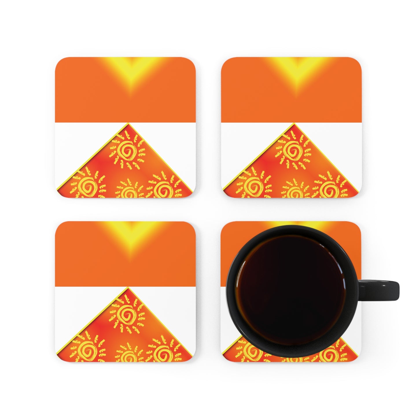 Sun Shine Corkwood Coaster Set (white)