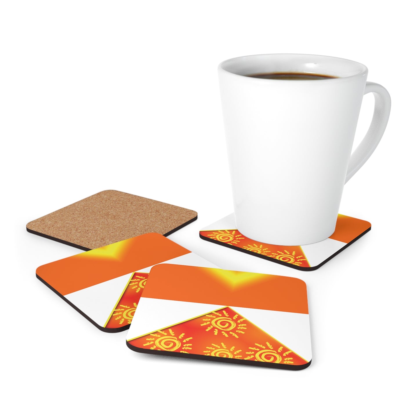 Sun Shine Corkwood Coaster Set (white)