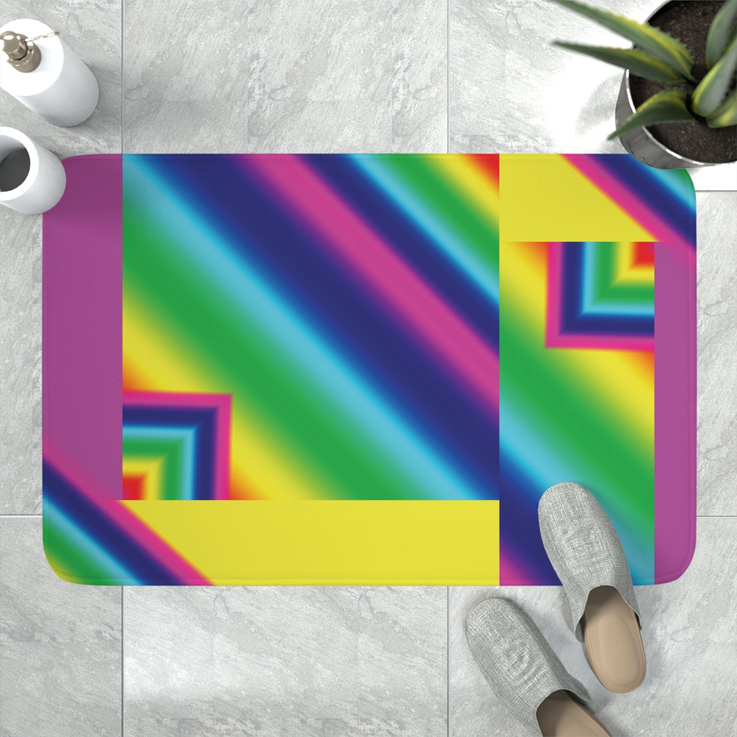 Rainbow   Point Memory Foam Bath Mat