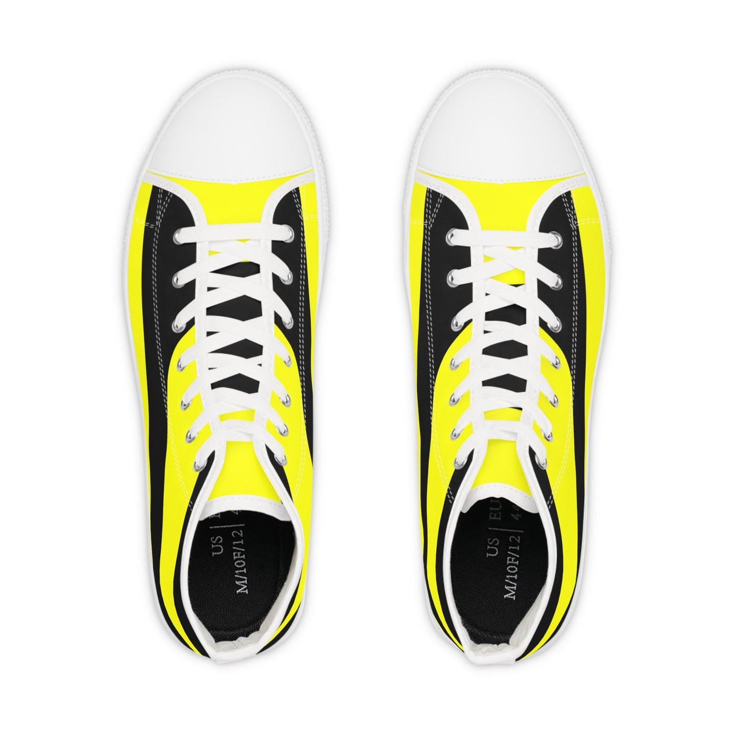 Yellow On Black Men's High Top Sneakers