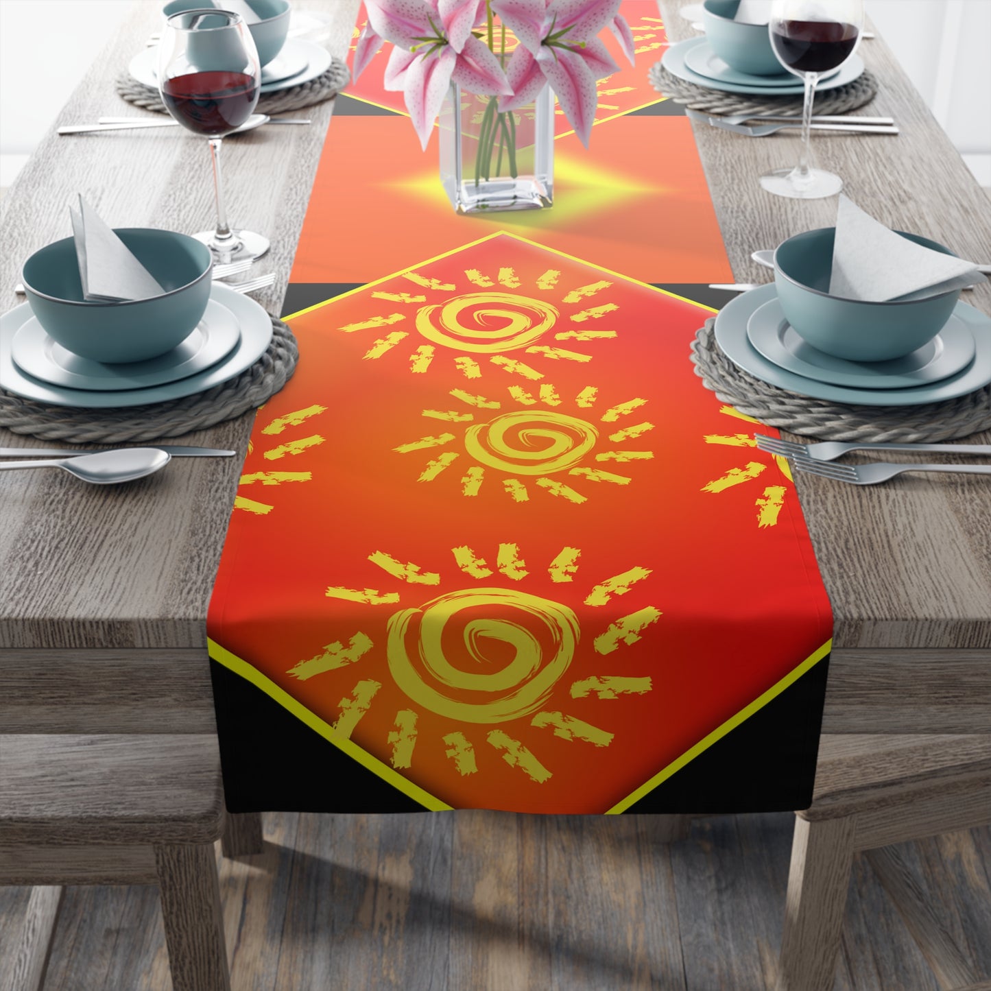 Sun Shine [Black] Table Runner (Cotton, Poly)