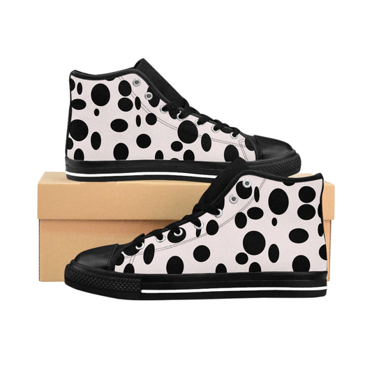 Black Dots on white Women's Classic Sneakers