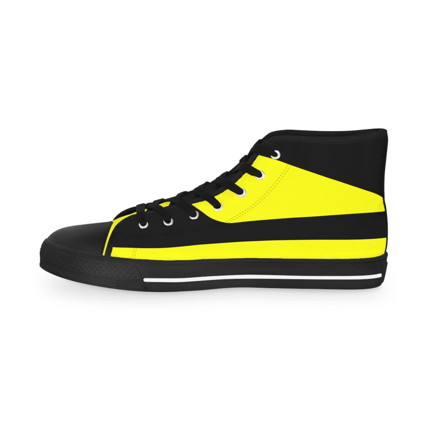 Yellow On Black Men's High Top Sneakers