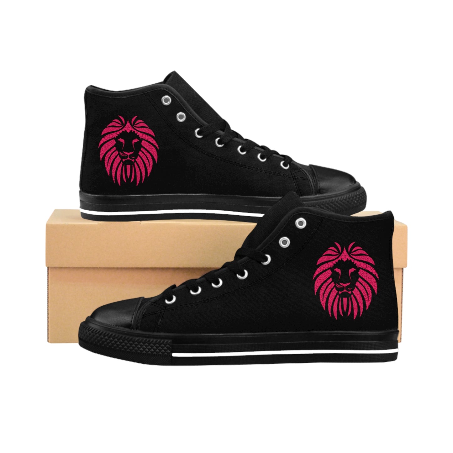 Princess  Lion on Black Women's Classic Sneakers