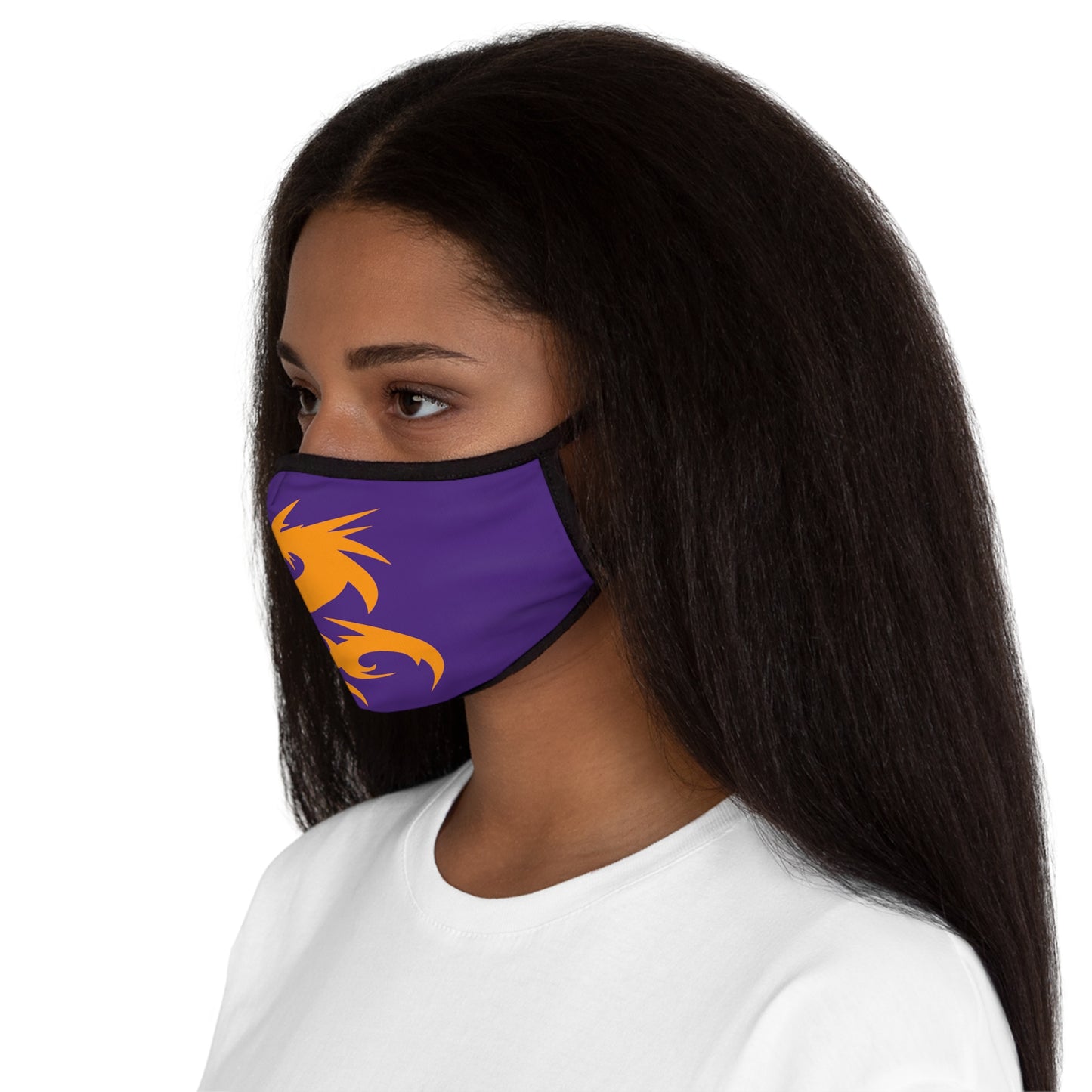 Gold Dragon on Purple Fitted Polyester Face Mask