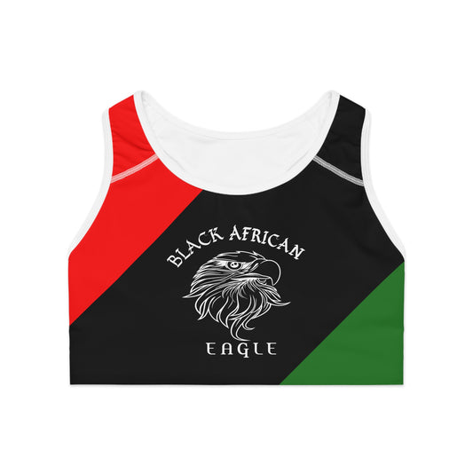 Black African Eagle Sports Bra (AOP)