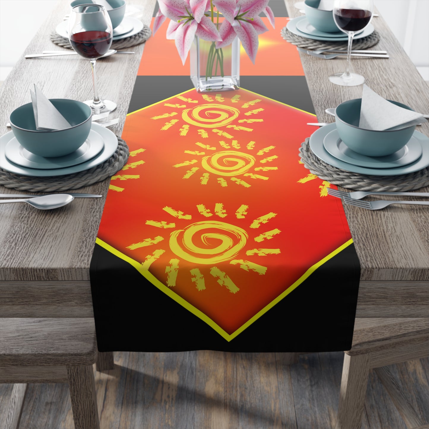 Sun Shine [Black] Table Runner (Cotton, Poly)