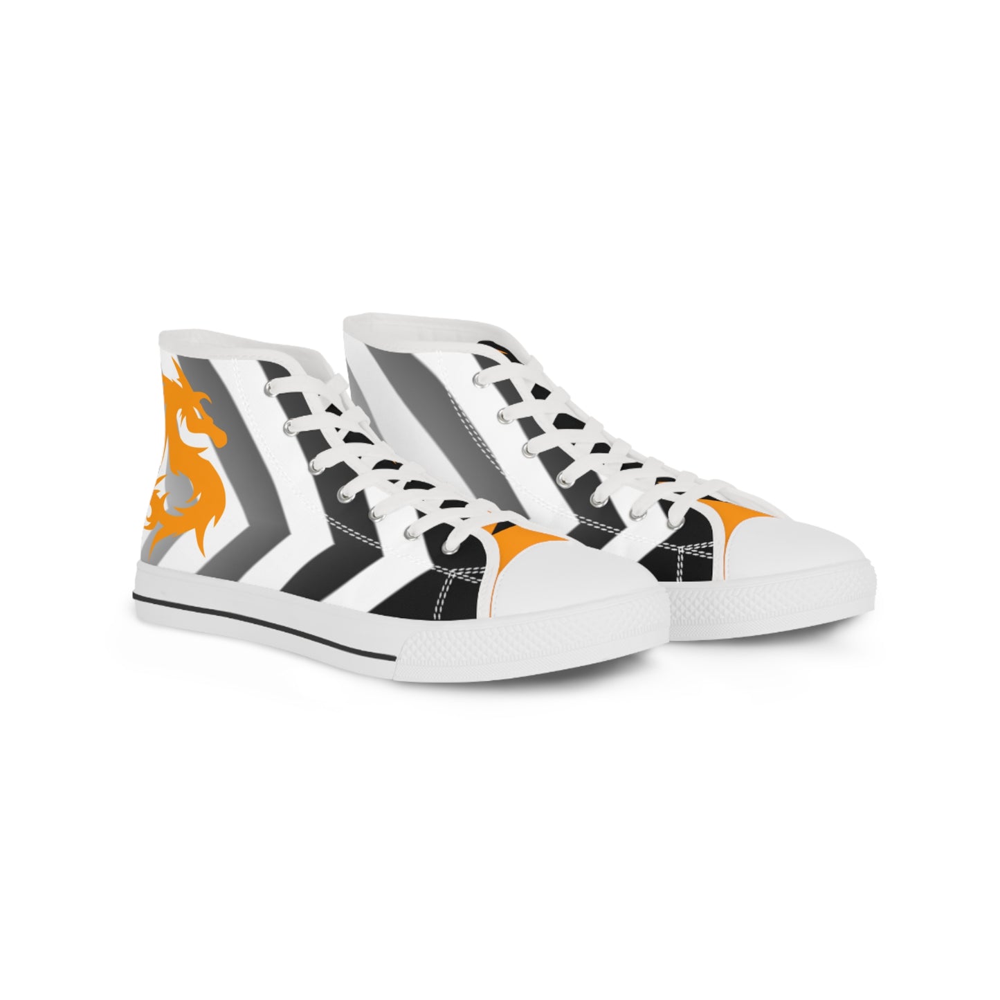 Golden Dragon on Black and white Men's High Top Sneakers