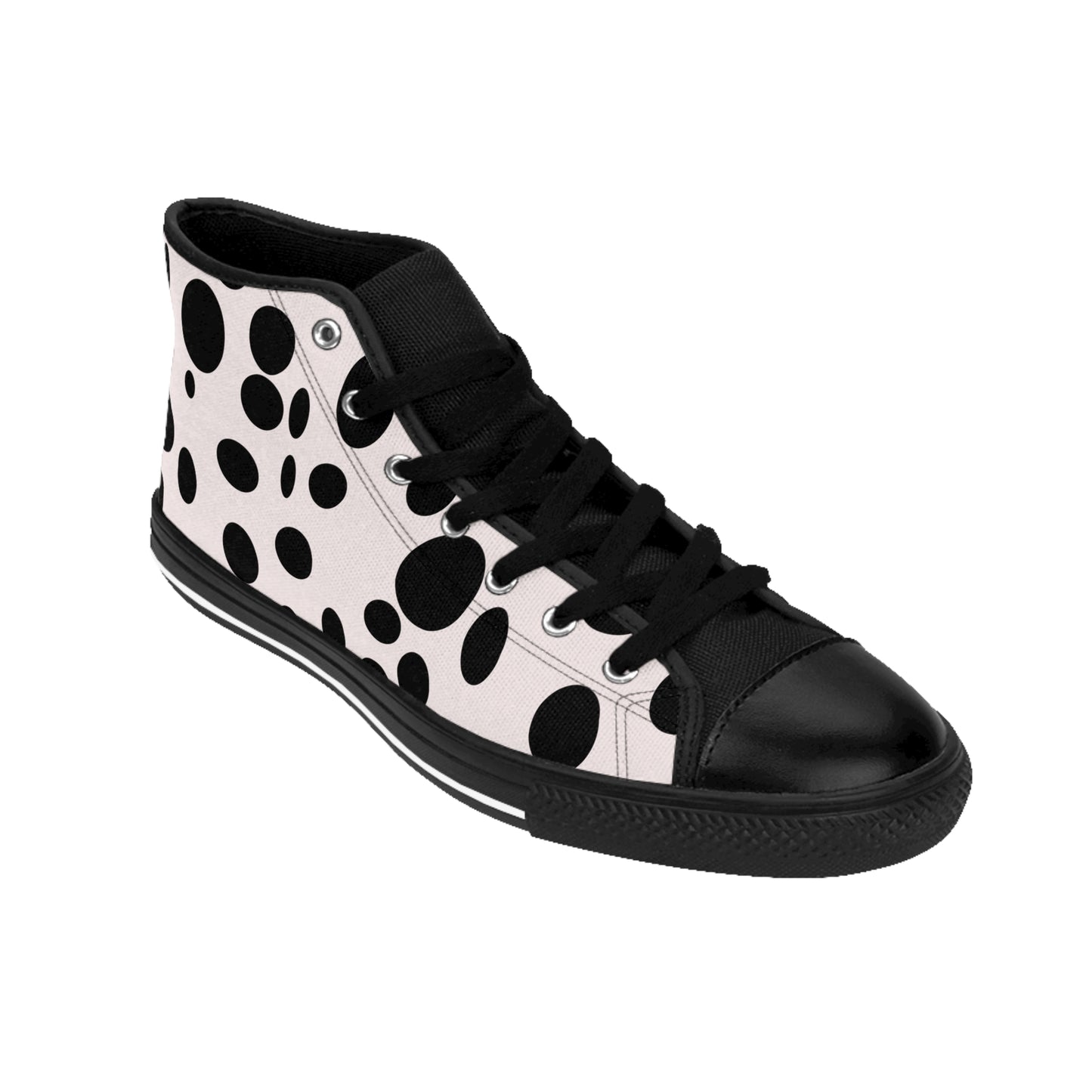 Black Dots on white Women's Classic Sneakers