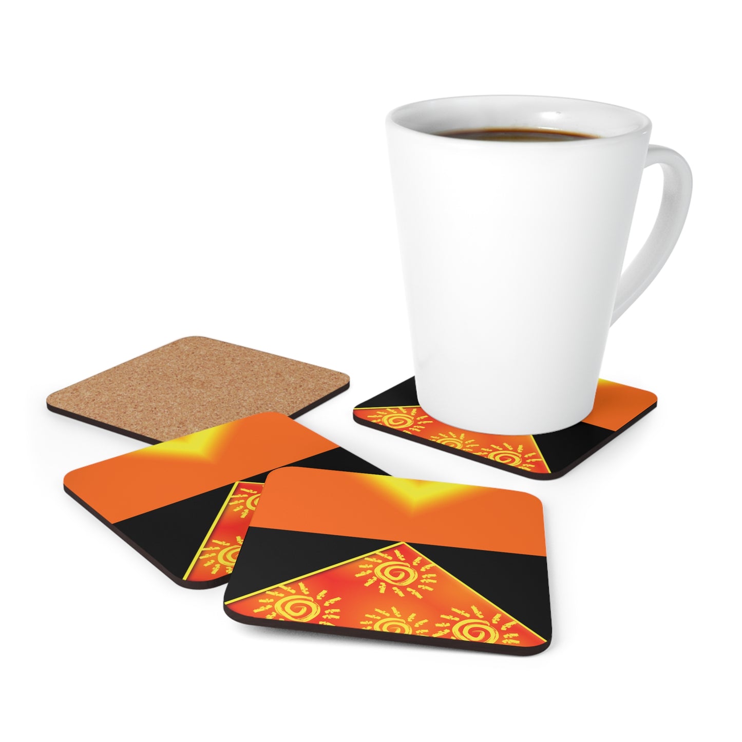 Sun Shine Corkwood Coaster Set (Black)