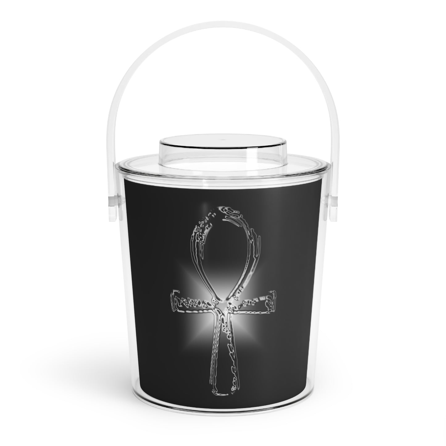 Glass ANKH Ice Bucket with Tongs