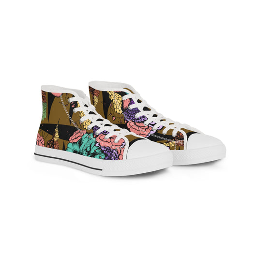 Black Snail Floral Men's High Top Sneakers