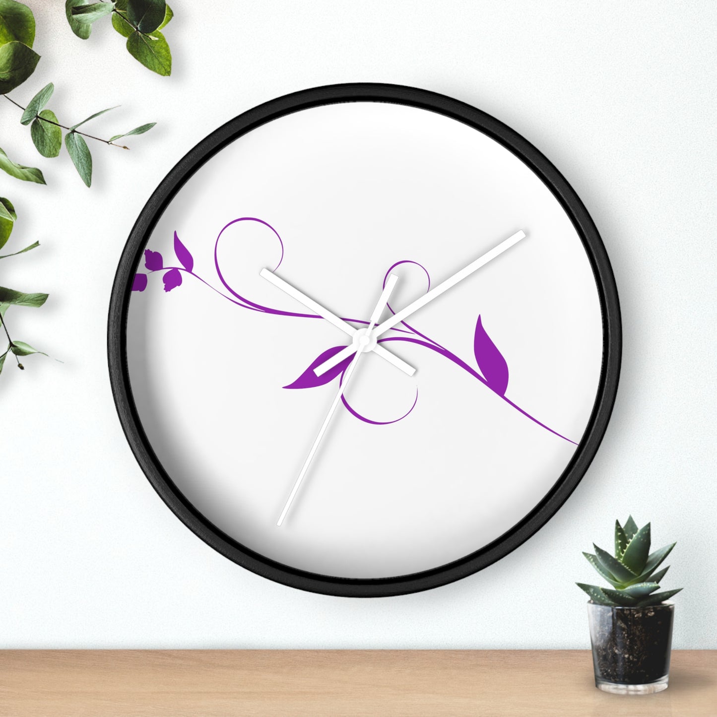 Violet  Leaf Wall clock