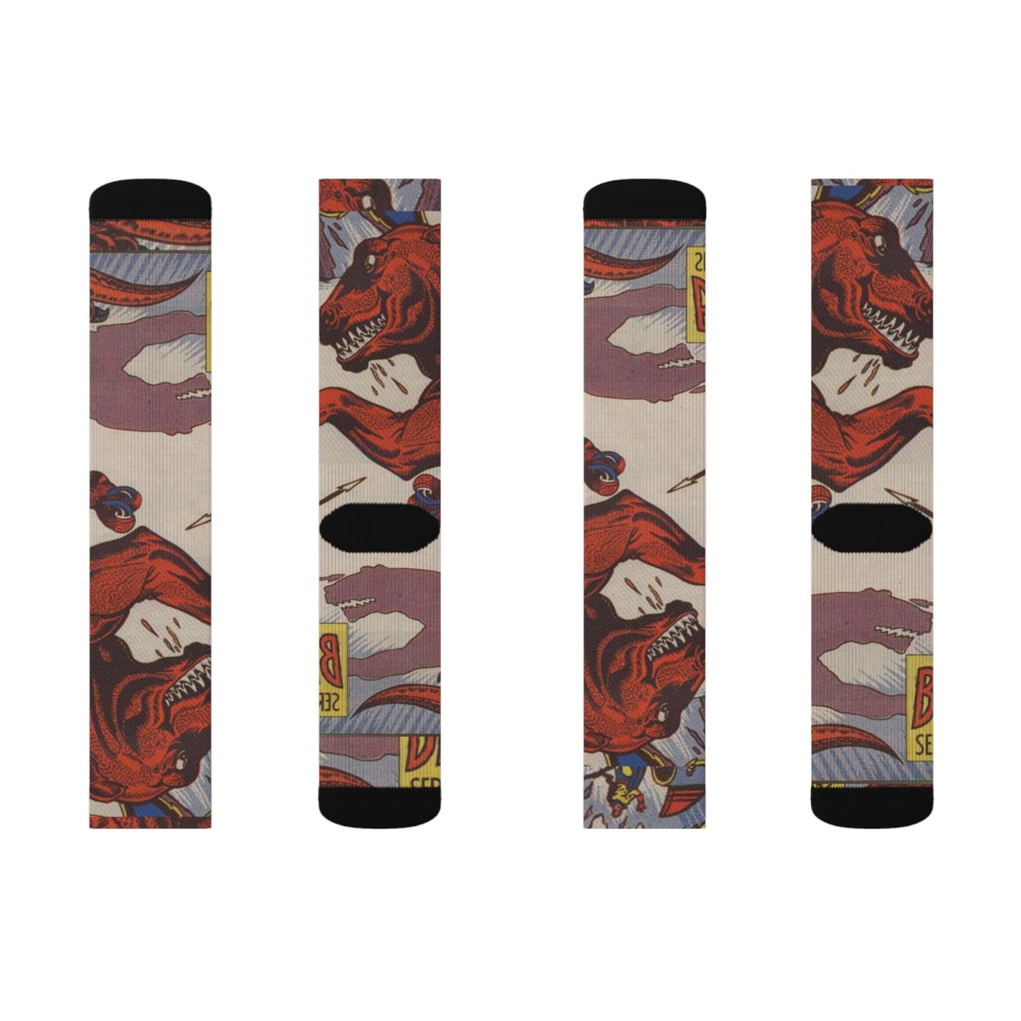 Red DINO Sublimation Socks