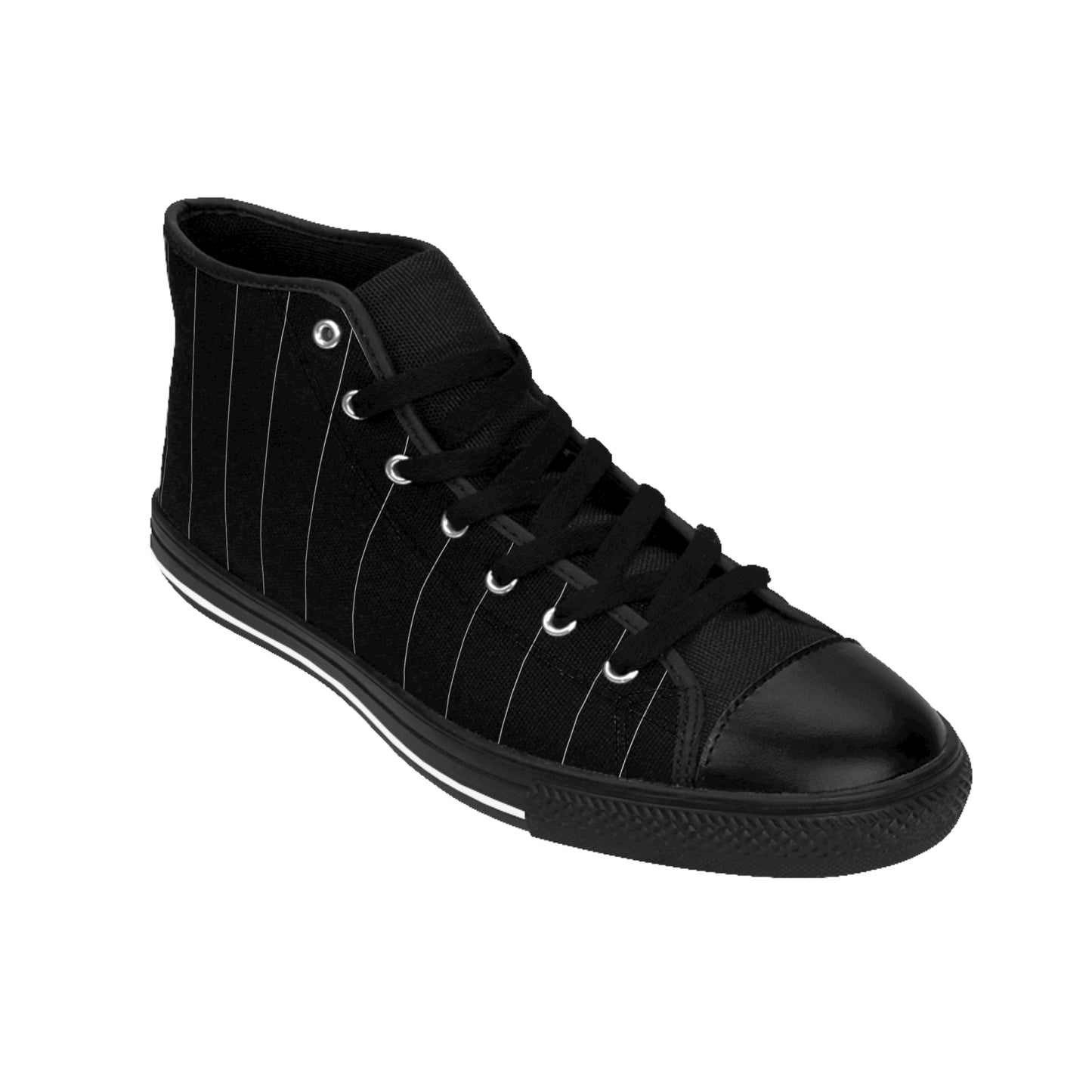 Black Pinstriped Women's Classic Sneakers