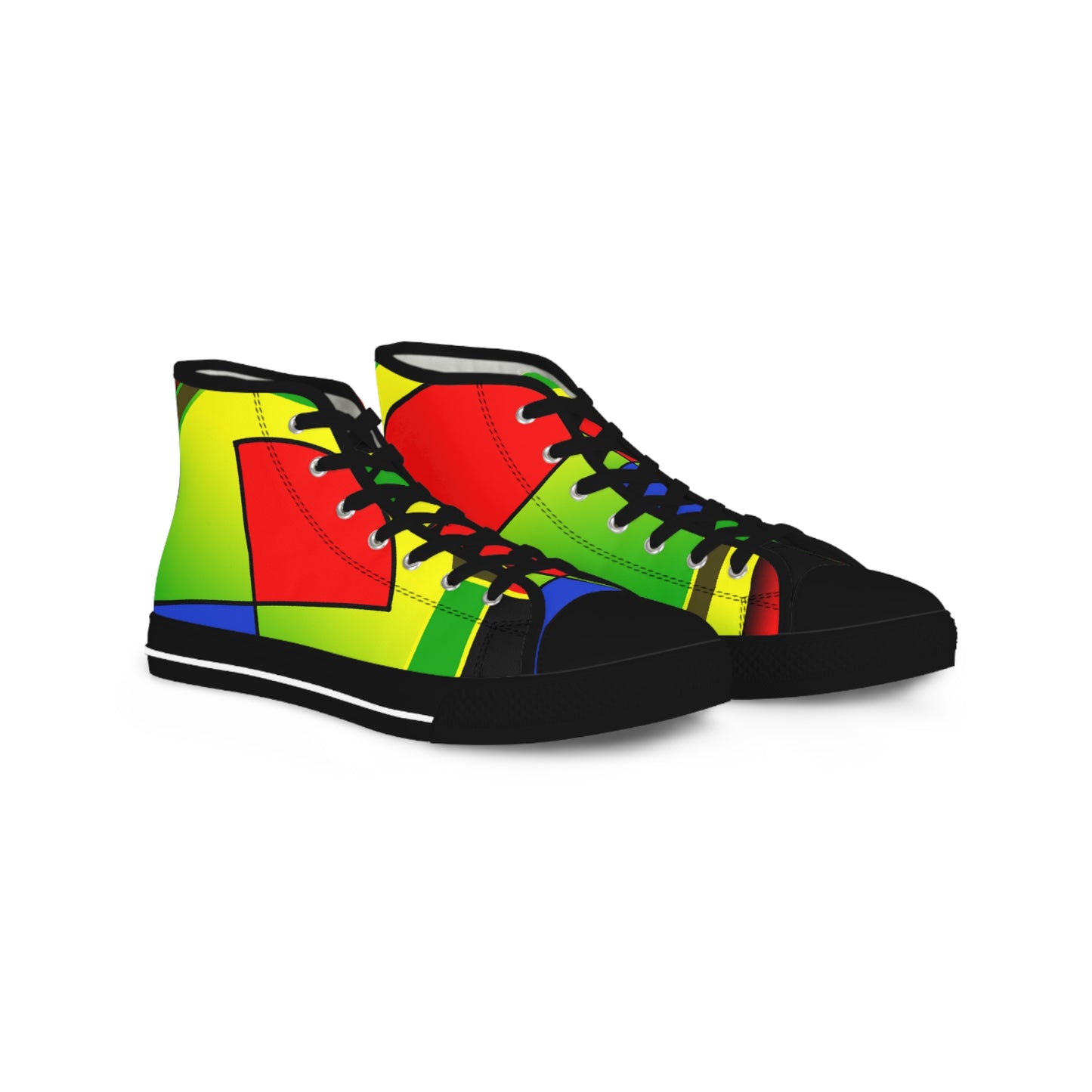 Black w Red Horn Men's High Top Sneakers