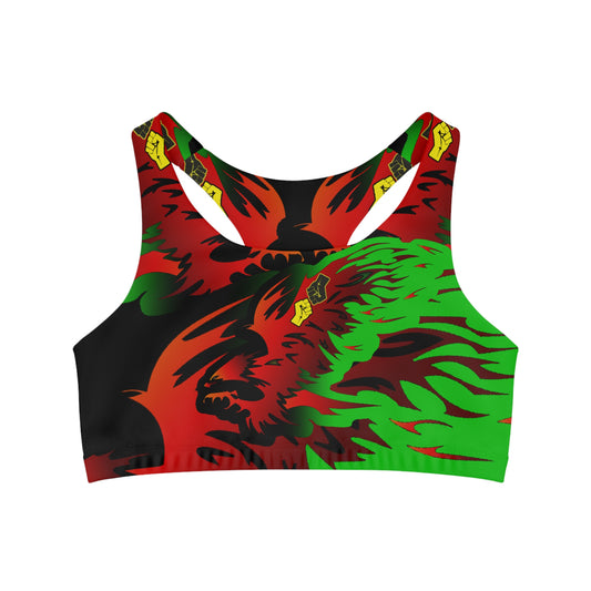 Afro Fire Bird Seamless Sports Bra (AOP)