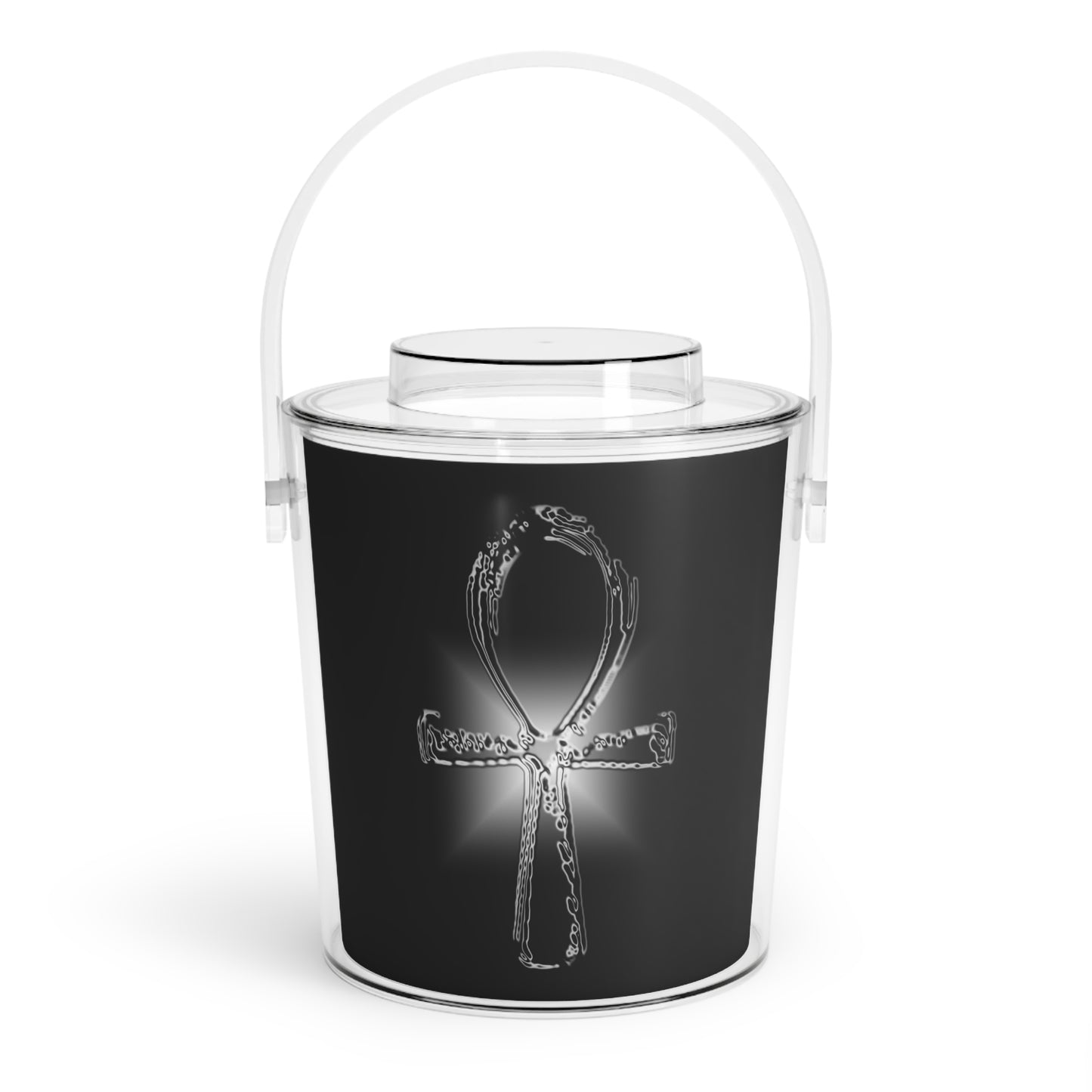 Glass ANKH Ice Bucket with Tongs