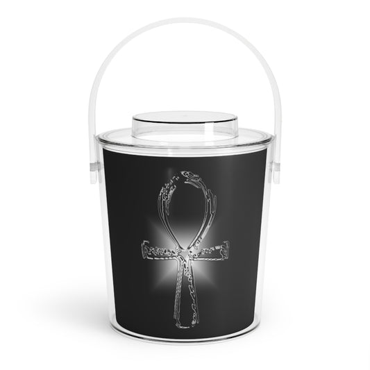 Glass ANKH Ice Bucket with Tongs