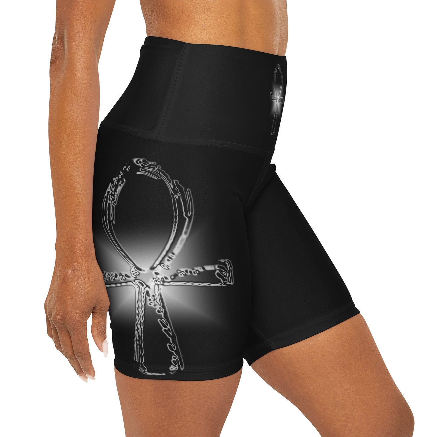 Glass Ahnk High Waisted Yoga Shorts (AOP)